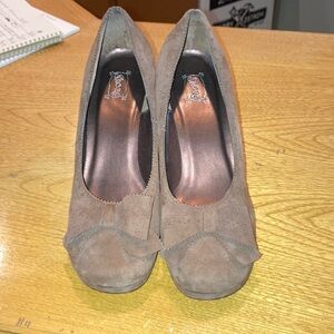Brown Suede Heels with Bow